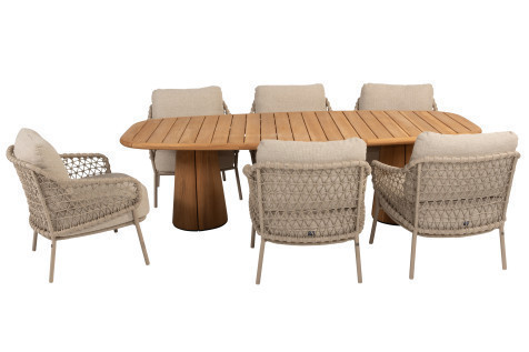 Taste Capri Barrel Table 240 Teak+6x Sardinia Low Dining